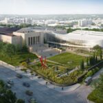 Art Museum Reopens After Full Restoration Southeast aerial view of the Joslyn Art Museum, rendering courtesy Moare.