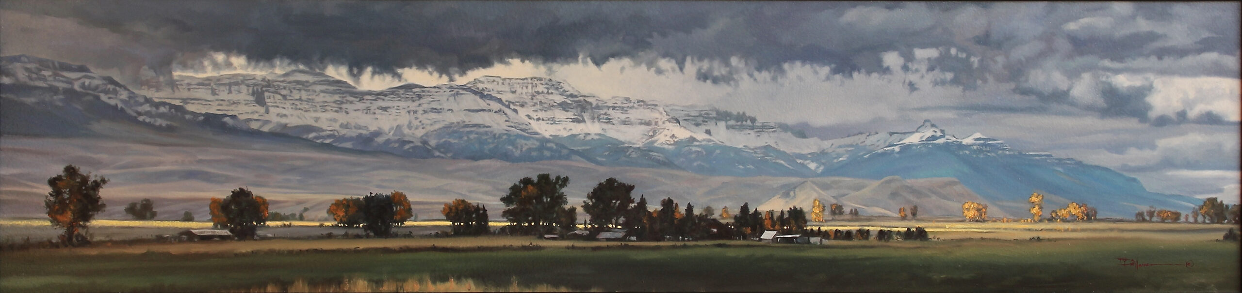 Ty Barhaug, “Lighting the Valley Floor”, oil, 9 x 35 in. 