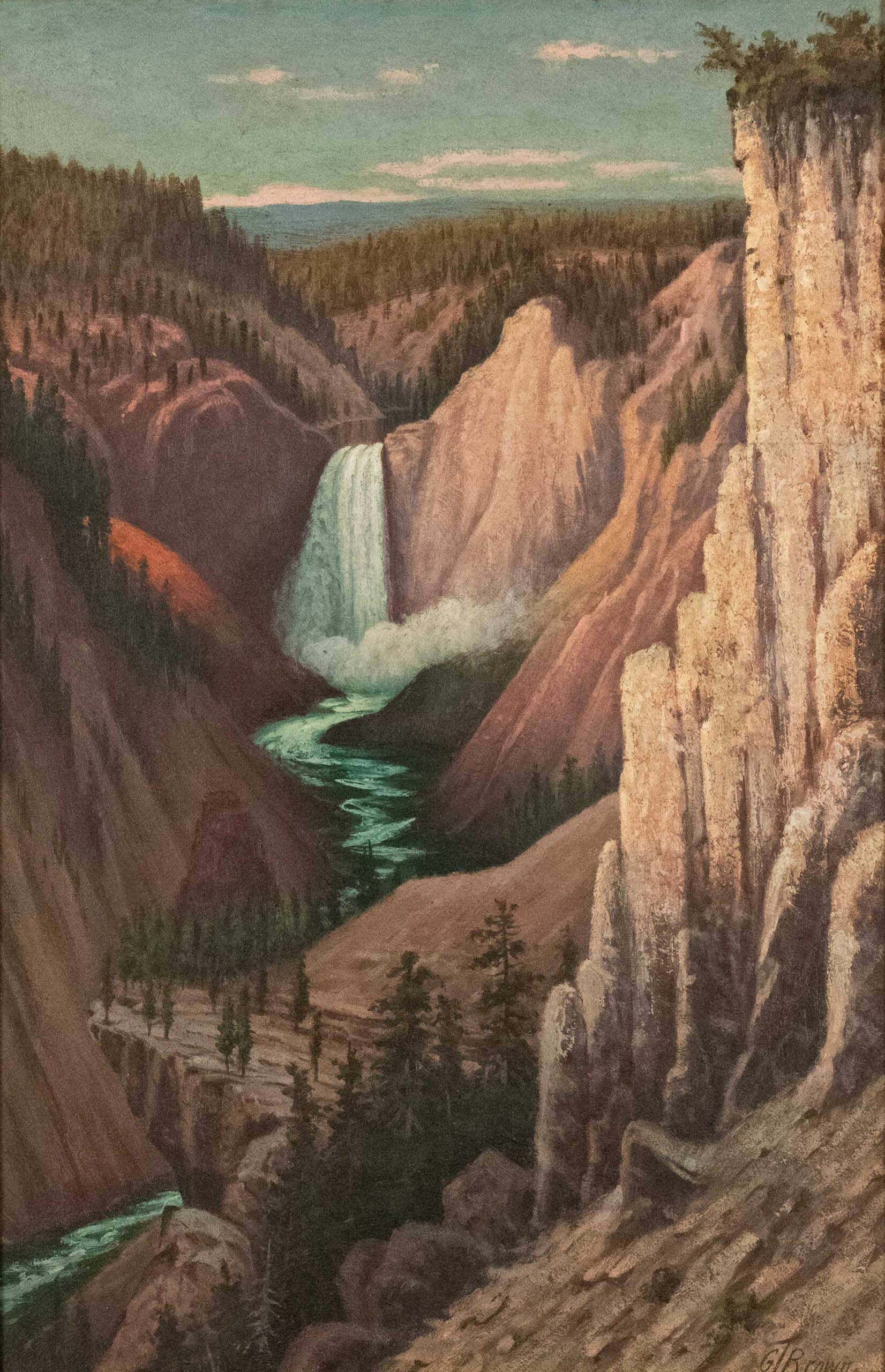 "Lower Falls and Grand Canyon of Yellowstone, from Hayden Point"