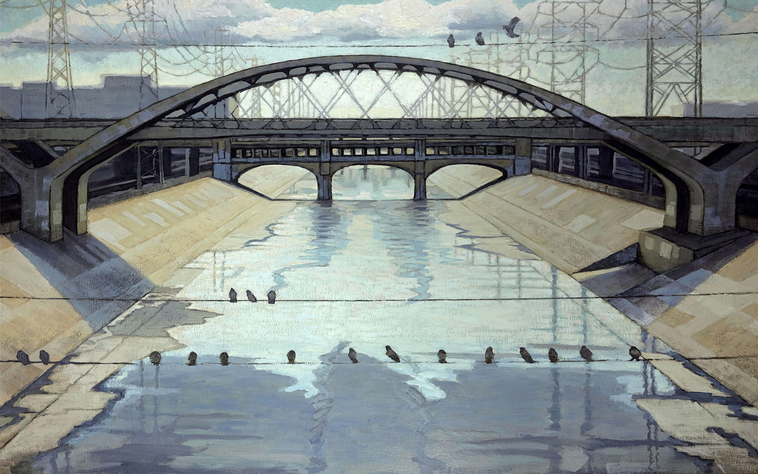 John Kosta, "LA River Painting 81 – Arrival," Oil on canvas, 30 x 48 inches