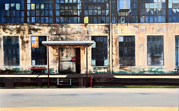 Nathan Bertling, "Marinelli’s Door," 2022, oil on canvas, 30x48”