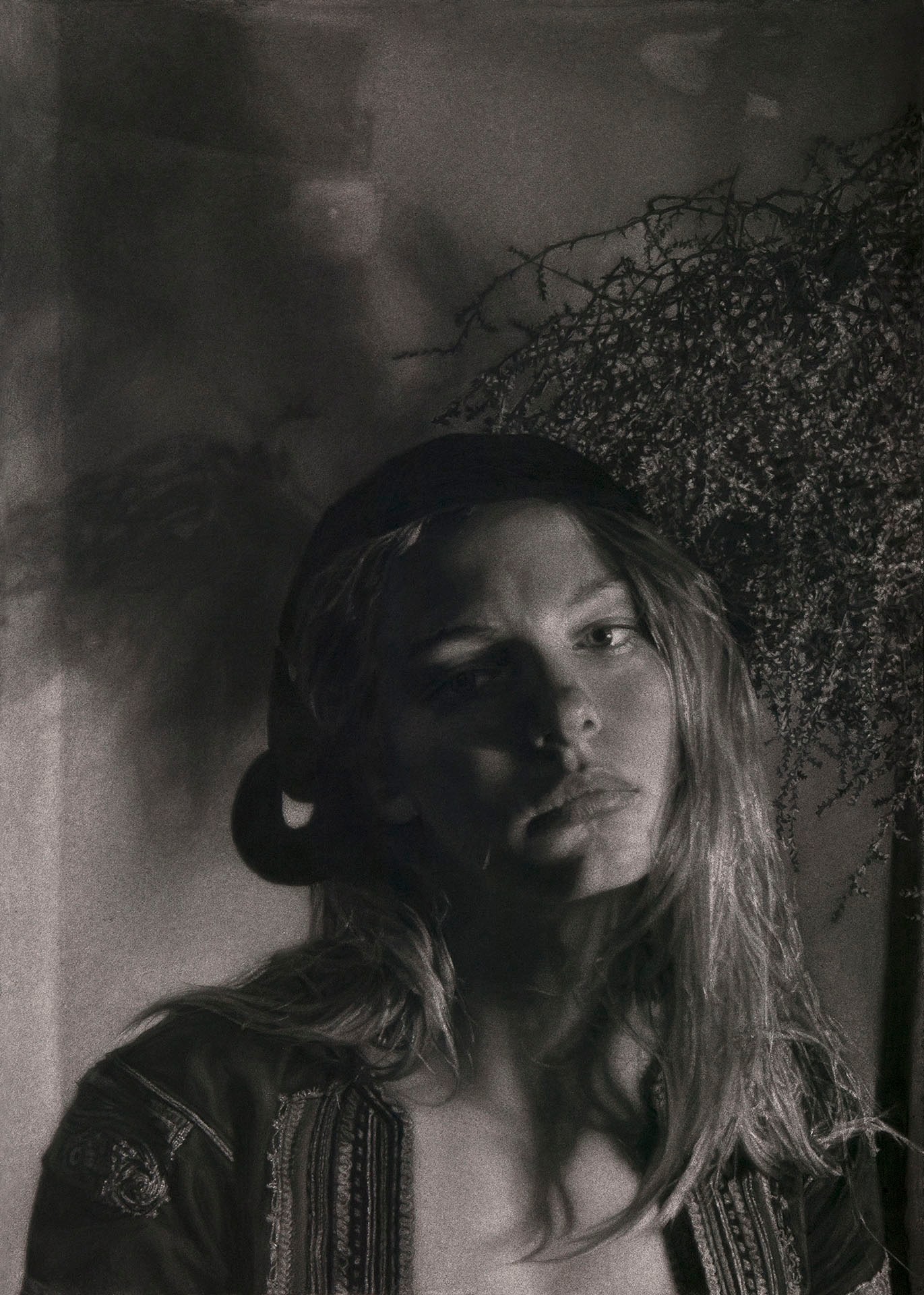 PleinAir Salon - Annie Murphy-Robinson, “Emily ‘Inchoate’,” Charcoal, 42x32 in.