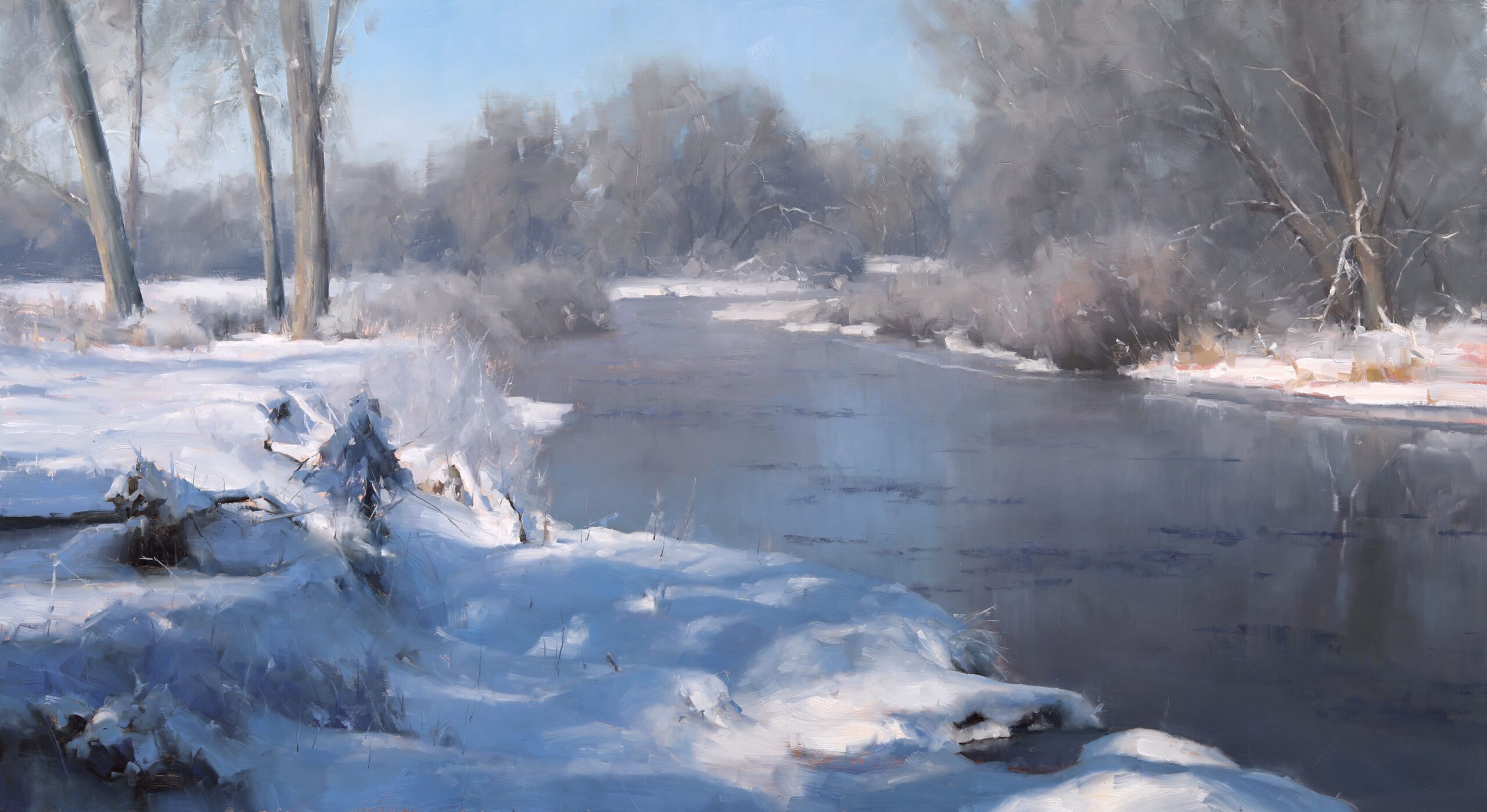 Dave Santillanes (b. 1972), “The Cache La Poudre River,” 2024, Oil, 24 x 44 inches