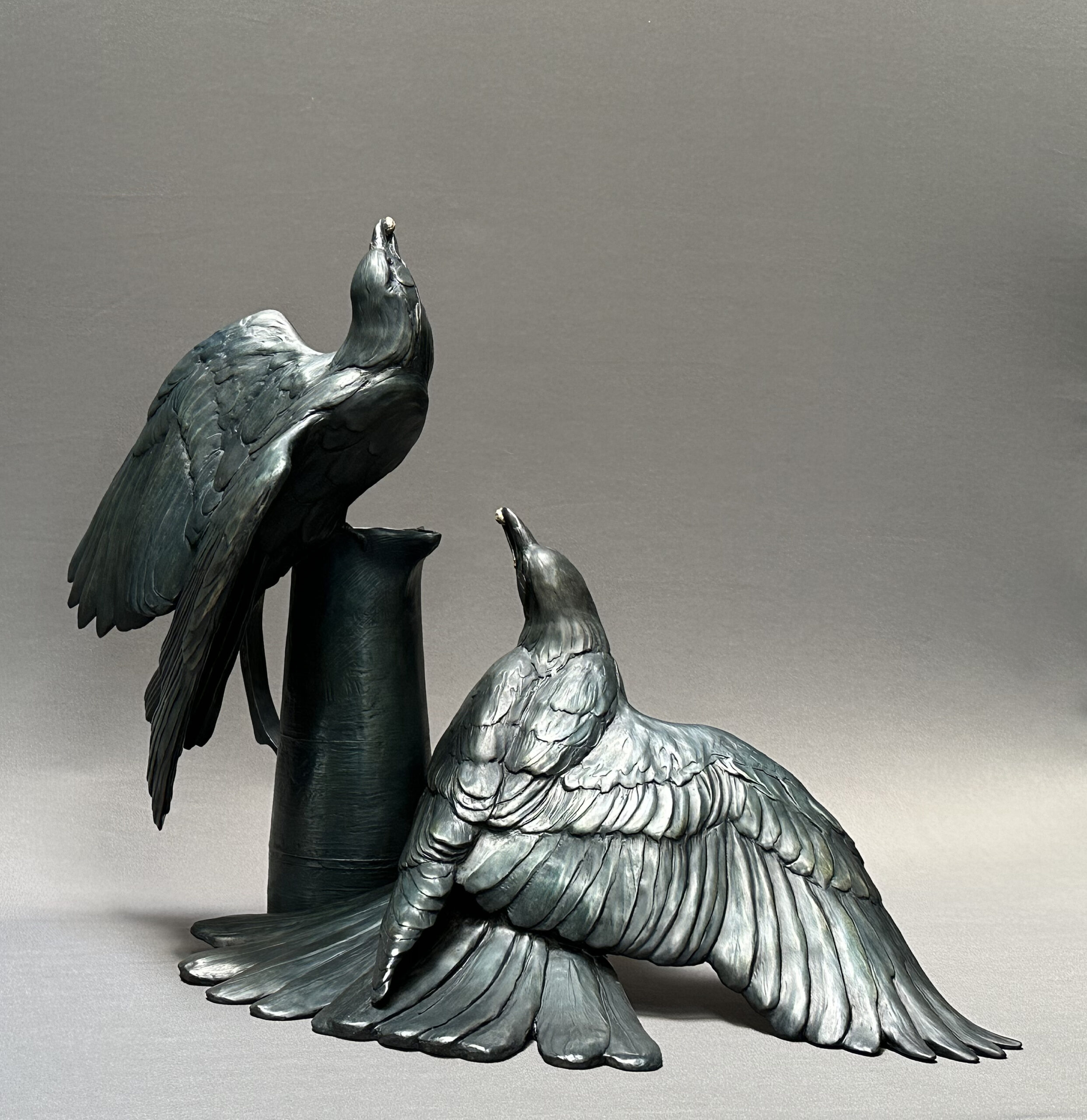 Pati Stajcar (b. 1958), “Aesop’s Fable,” 2023, Bronze on stone, 21 x 25 x 16 inches