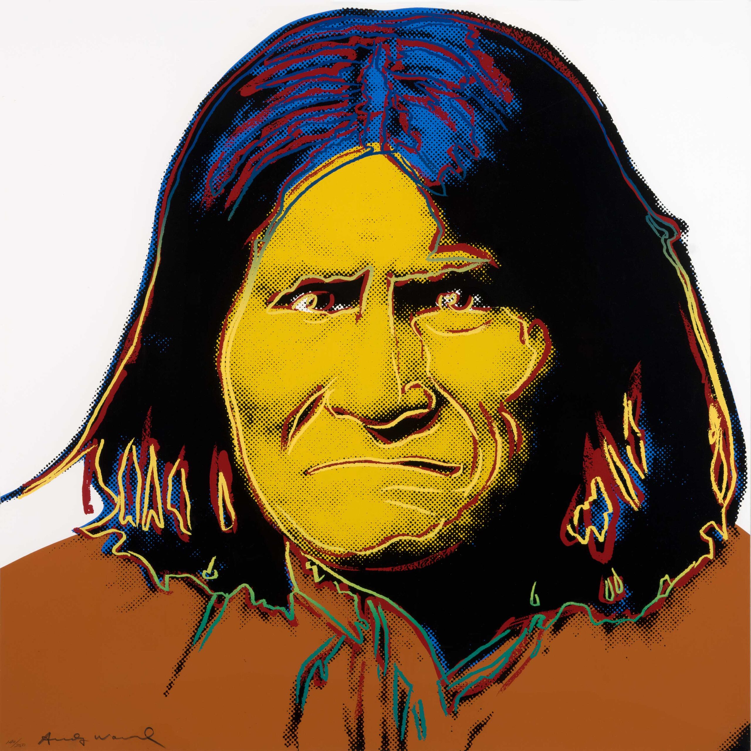 Andy Warhol (1928 – 1987), “Geronimo,” 1986, Screenprint on Lenox Museum Board, 37 x 37 in., Gift of the Jack and Valerie Guenther Foundation, Briscoe Western Art Museum