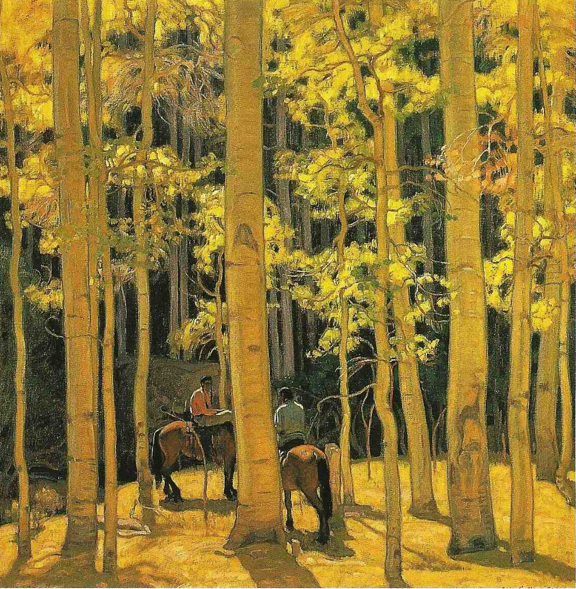 E. Martin Hennings, “Among the Aspens,” before 1939, Oil on canvas, 29.25 x 29.25 in. Collection of the New Mexico Museum of Art. Gift of Isobel Herzstein Lord in loving memory of Simon and Maud Herzstein, 2006