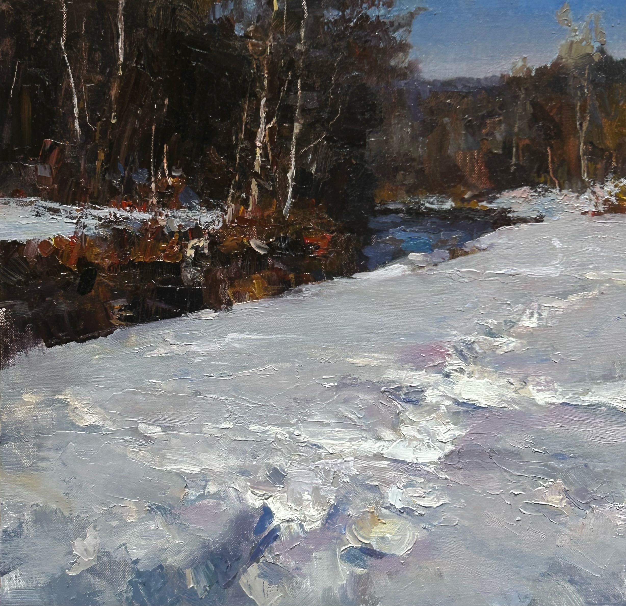 Tad Retz (b. 1996), “Miller Brook II,” 2024, oil on linen, 12 x 12 in.