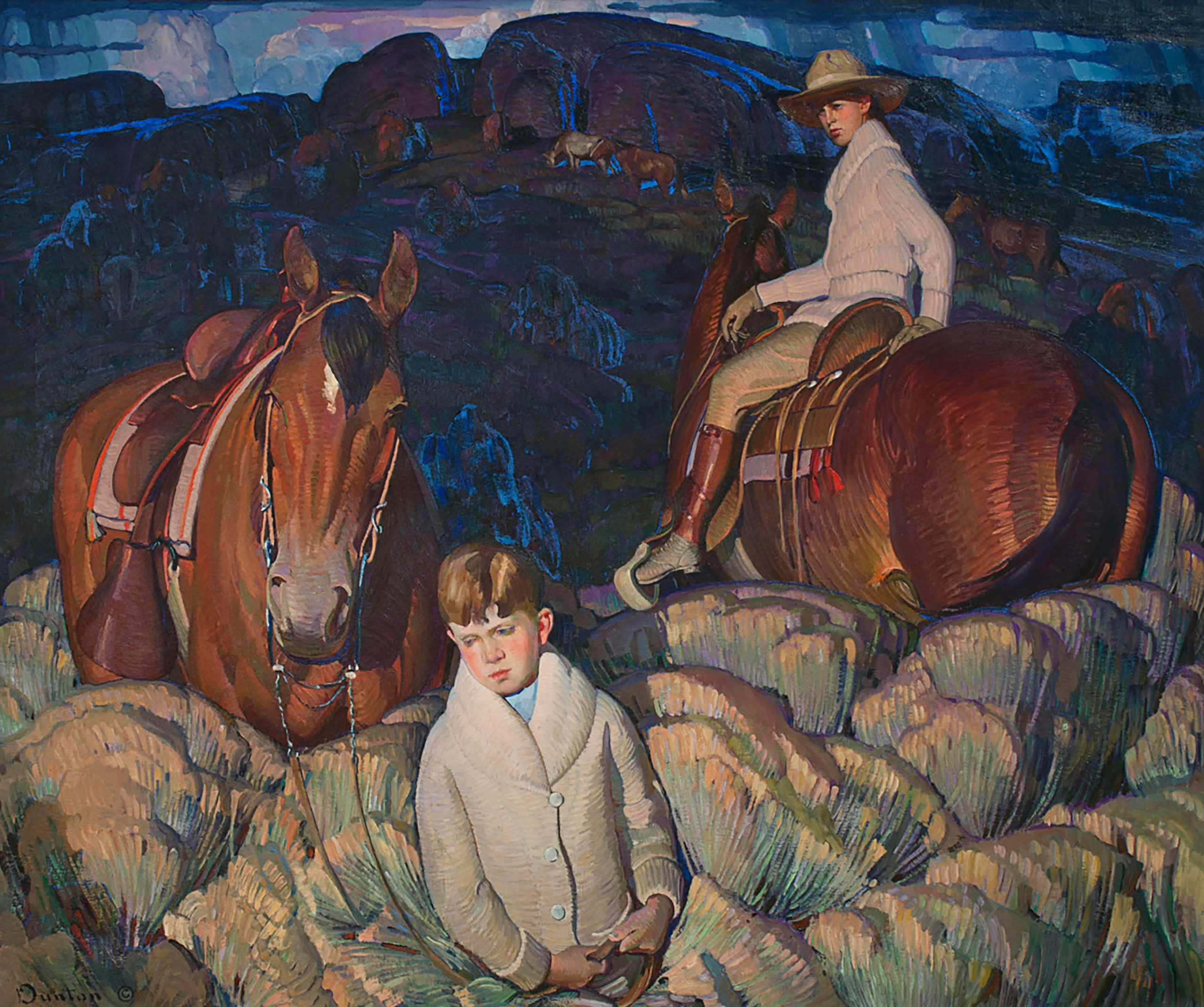 W. Herbert Dunton, “My Children,” 1920, Oil on canvas, 50 x 60 in. Collection of the New Mexico Museum of Art. Gift of a friend, 1927 (351.23P). Photo by Blair Clark.