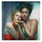 Ali Cavanaugh: “Quiet Tide” Ali Cavanaugh, "One to Listen and One to Love," 2023, watercolor on panel, 18 x 18 in.