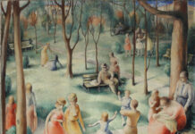 Sharing Makes Us Stronger Fine Art Connoisseur magazine - ALEXANDER KOSTELLOW (1897–1954), "In a Park," 1936, tempera on canvas on board, 30 x 30 in., Westmoreland Museum of Art