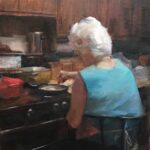 Dedicated to Gran Susan Patton, “Still Stirring (At 93),” Oil, 14x11 in., First Place Overall in the September 2024 PleinAir Salon