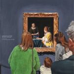 Contemplating Vermeer Vermeer-Inspired Art - Joe Fig, "Vermeer: Mistress and Maid / Rijksmuseum," 2023, oil on linen mounted on MDF board, 11 1/2 x 9 1/4 in.