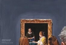 Contemplating Vermeer Vermeer-Inspired Art - Joe Fig, "Vermeer: Mistress and Maid / Rijksmuseum," 2023, oil on linen mounted on MDF board, 11 1/2 x 9 1/4 in.