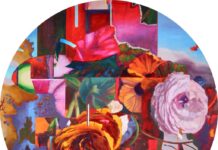 Thuan Vu: Kintsugi in the New World Lyman Allyn Art Museum - Thuan Vu, "Kintsugi: Arrangement no. 1," oil on aluminum panel, 48″ diameter, 2023