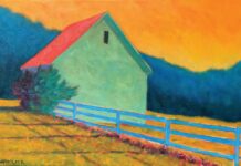 The Landscapes of Diane Washa and Peter Batchelder Landscape paintings for sale - Peter Batchelder (b. 1960), "Paddock," 2020, oil on canvas, 20 x 30 in.
