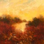 Featured Artwork: Bonnie Zahn Griffith strong sunlight coming through off-center of image, reflecting off water