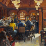 Featured Artwork: Richard Boyer point of view from inside a dim-light restaurant