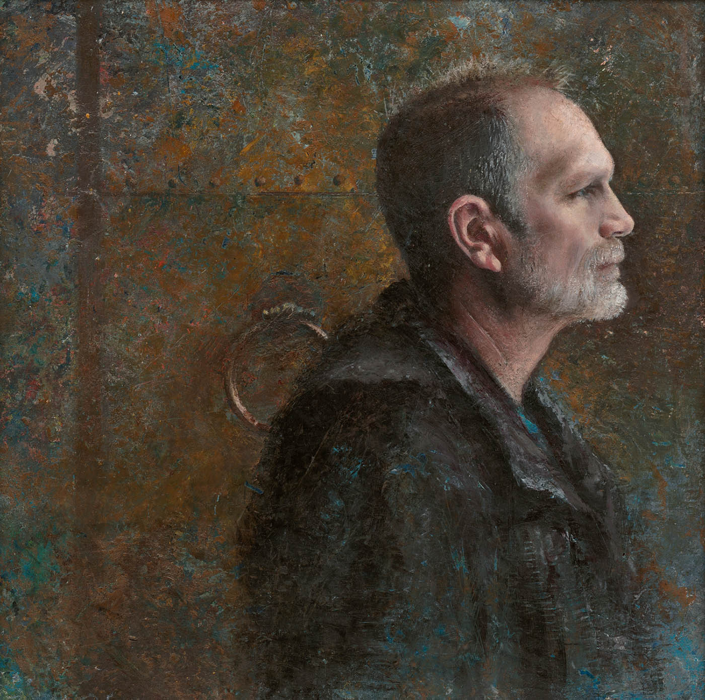 oil painting of profile of a man