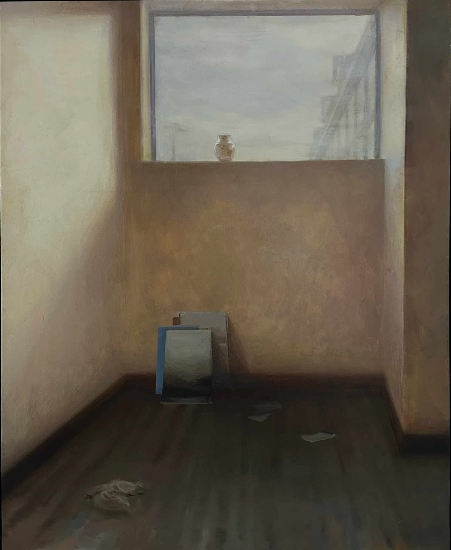 Juliette Aristides (b. 1971), "Studio Corner," 2024, oil on panel, 28 x 22 1/2 in.