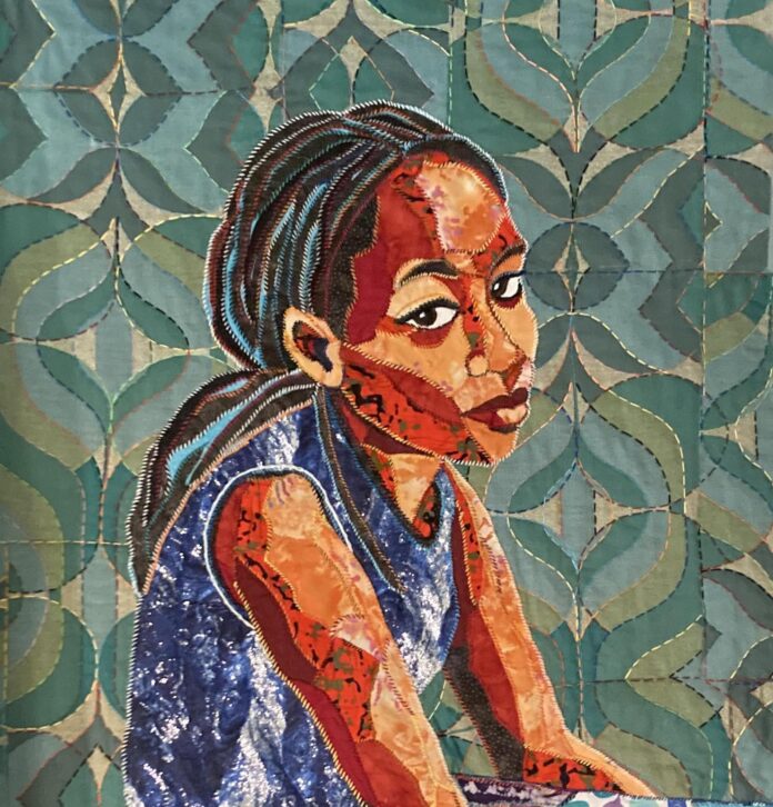 Tennessee Art - "Saleem," Hand stitched textile 26 x 40 in. by Aida Ayers