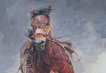 Starting June 6th: The 2025 Prix de West Abigail Gutting (b. 1984), "Born for This," 2025, oil on linen, 40 x 30 in.