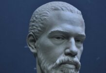Artist to Watch: Sculpting Spirit and Substance portraiture - Portrait of Justin, 2020, clay, 19 x 9 x 11 in., available through the artist