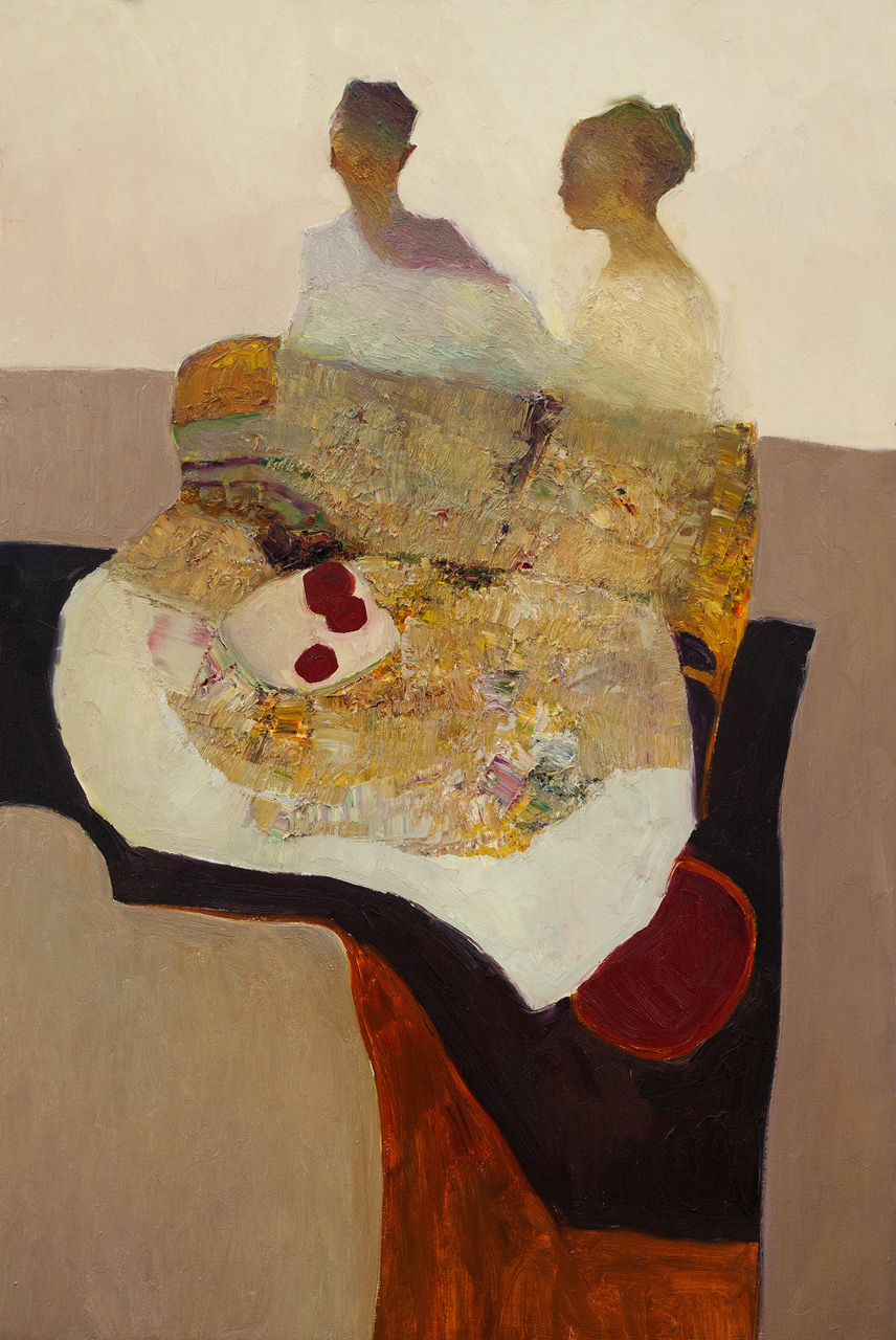 Dan McCaw, "Sisters," oil on board, 36 x 24 in.