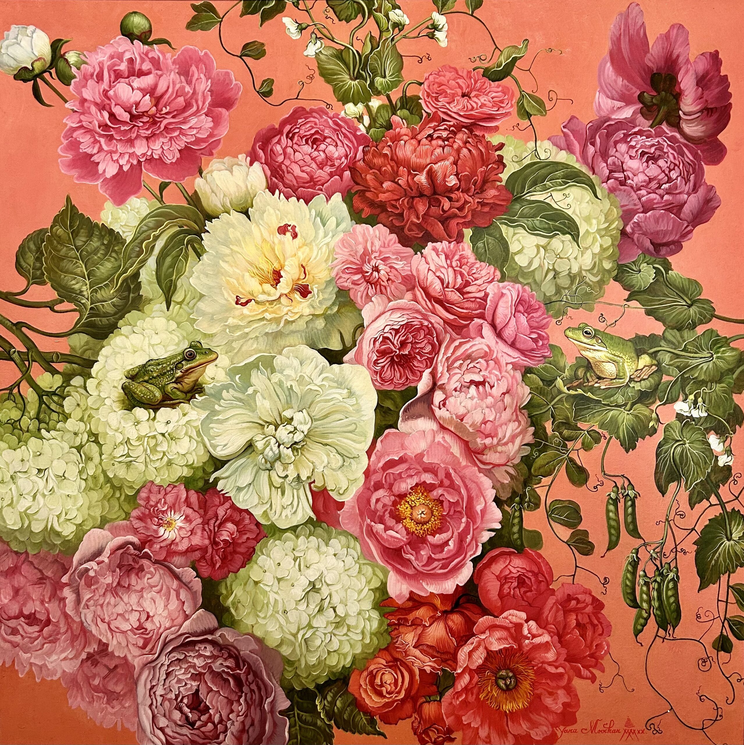 Yana Movchan, "Opposite Attraction," 30" x 30", oil on canvas, 2023