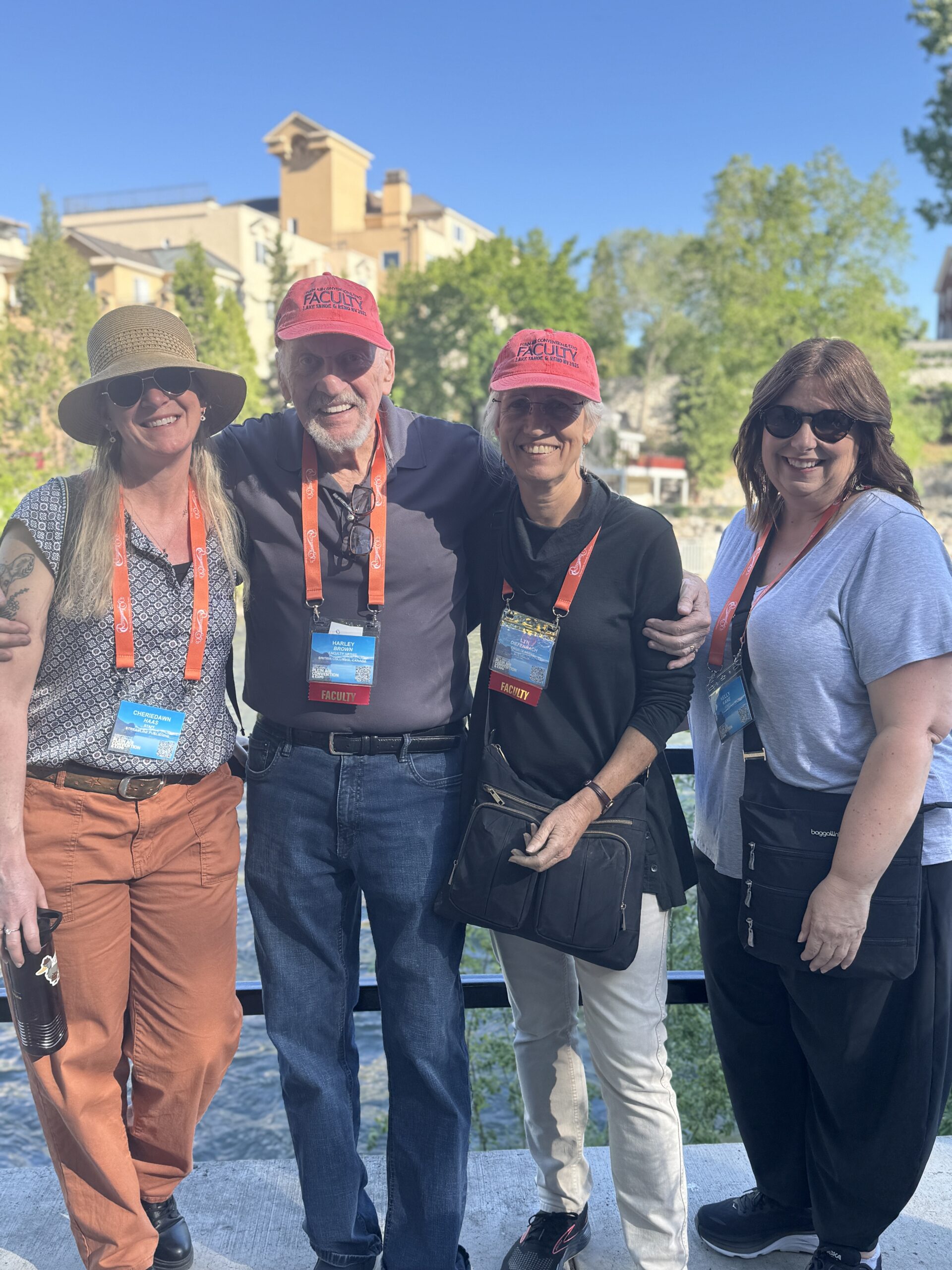 Cherie Dawn Haas, Harley Brown, Lyn Diefenbach, and Kelly Kane during the Reno Riverwalk Paint-Out at PACE 