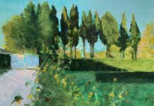 Marcia Holmes Solo Exhibition Marcia Holmes, "St. Remy Garden, Cypresses," oil on linen, 16 x 20 in. (in frame)