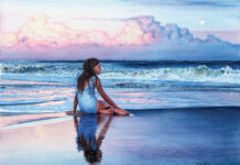 Yet Another Benefit of Fine Art Fine Art Connoisseur - Matthew Bird (b. 1977), "Farewell to the Beach," 2022, watercolor on paper, 22 x 30 in., available through the artist