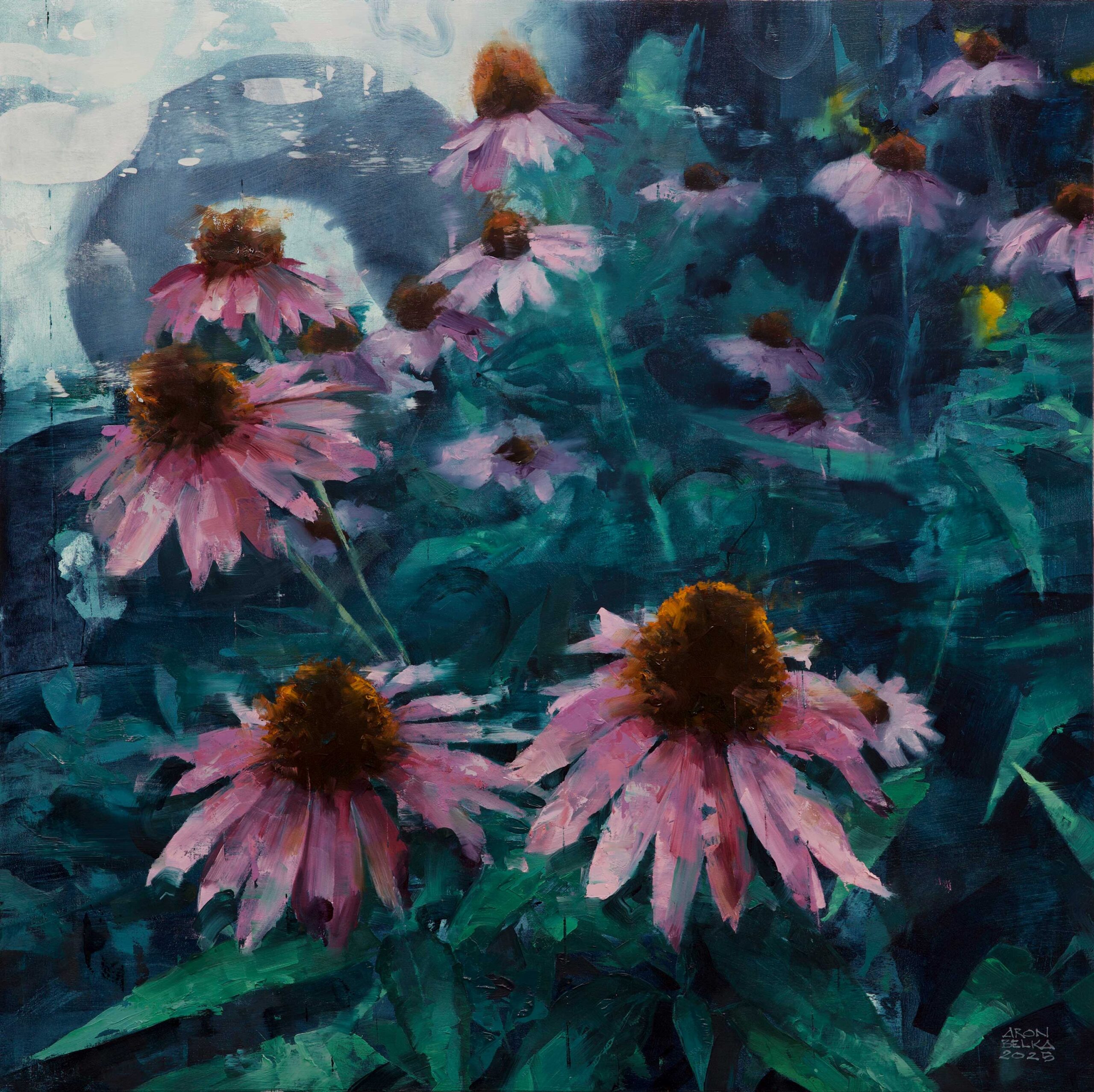 Aron Belka, “Cone Forest,” oil on panel, 24” x 24”