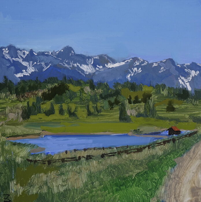 Emma Kalff, "Lake Otonawanda," oil on panel, 6 x 6 in.