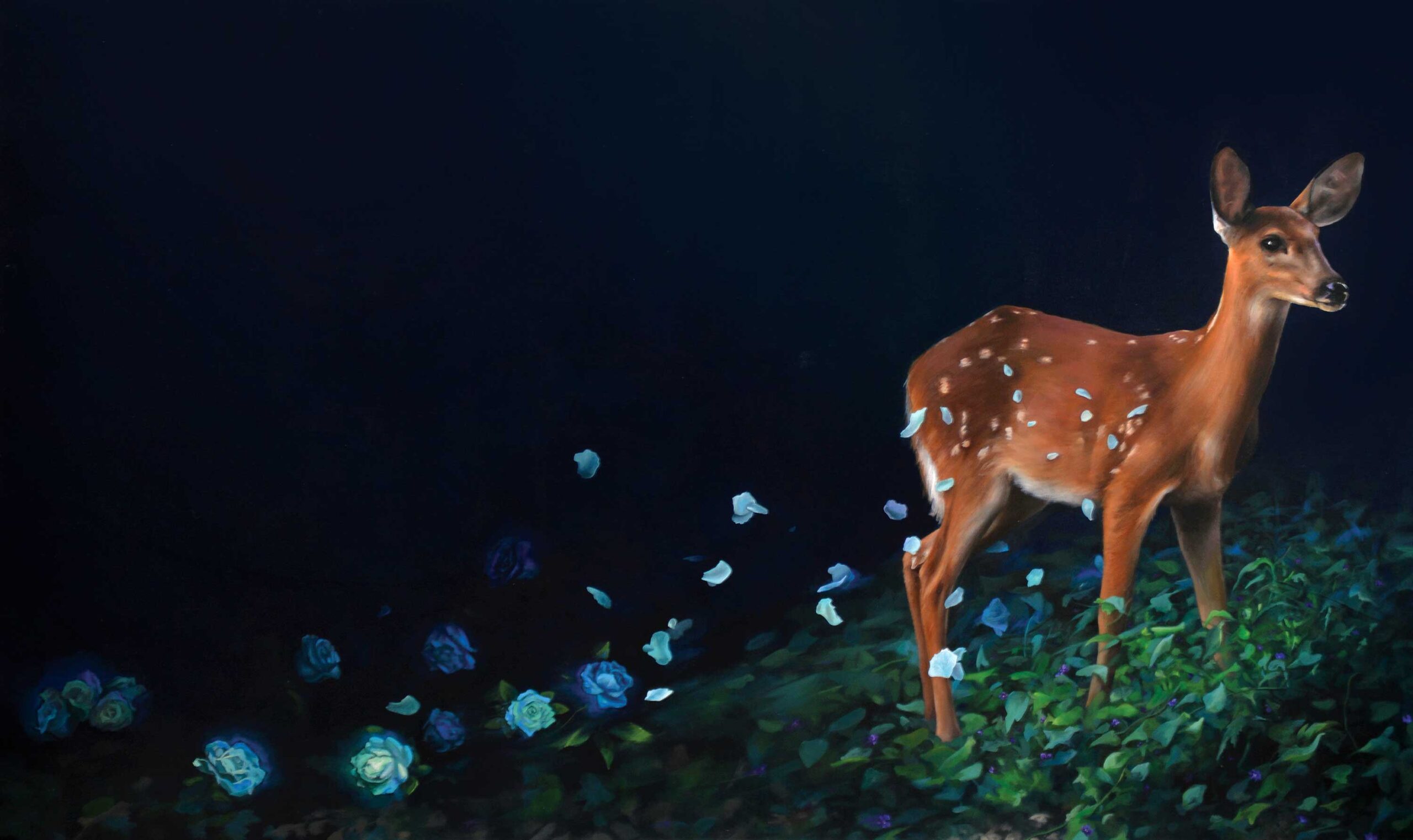 Katie Koenig, “The Nature of Delicate Loss,” acrylic on linen, 36” x 60”