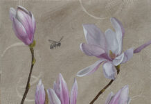 Featured Artwork: Christine Mercer-Vernon light pink flower buds on stems