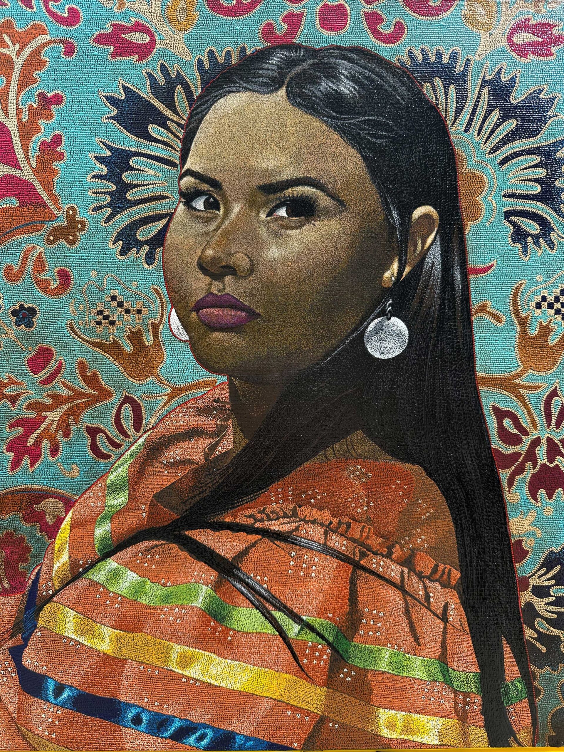 Quest for the West - Starr Hardridge (Muscogee Creek), “Shadow of Indian Territory,” 2025, acrylic, 20 x 16 inches