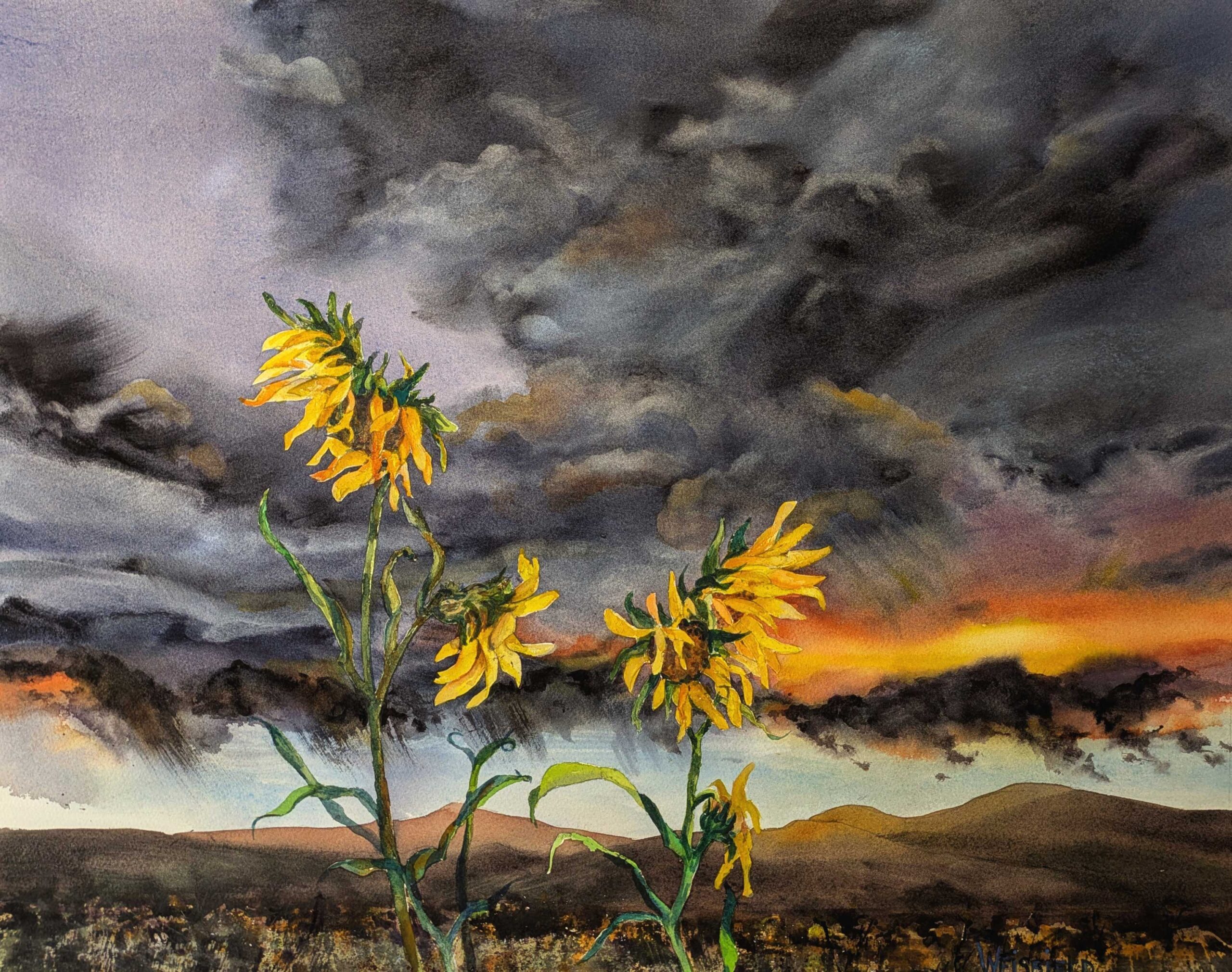 Gayle Weisfield, "Survival," 2025, watercolor, 22 x 28 in.