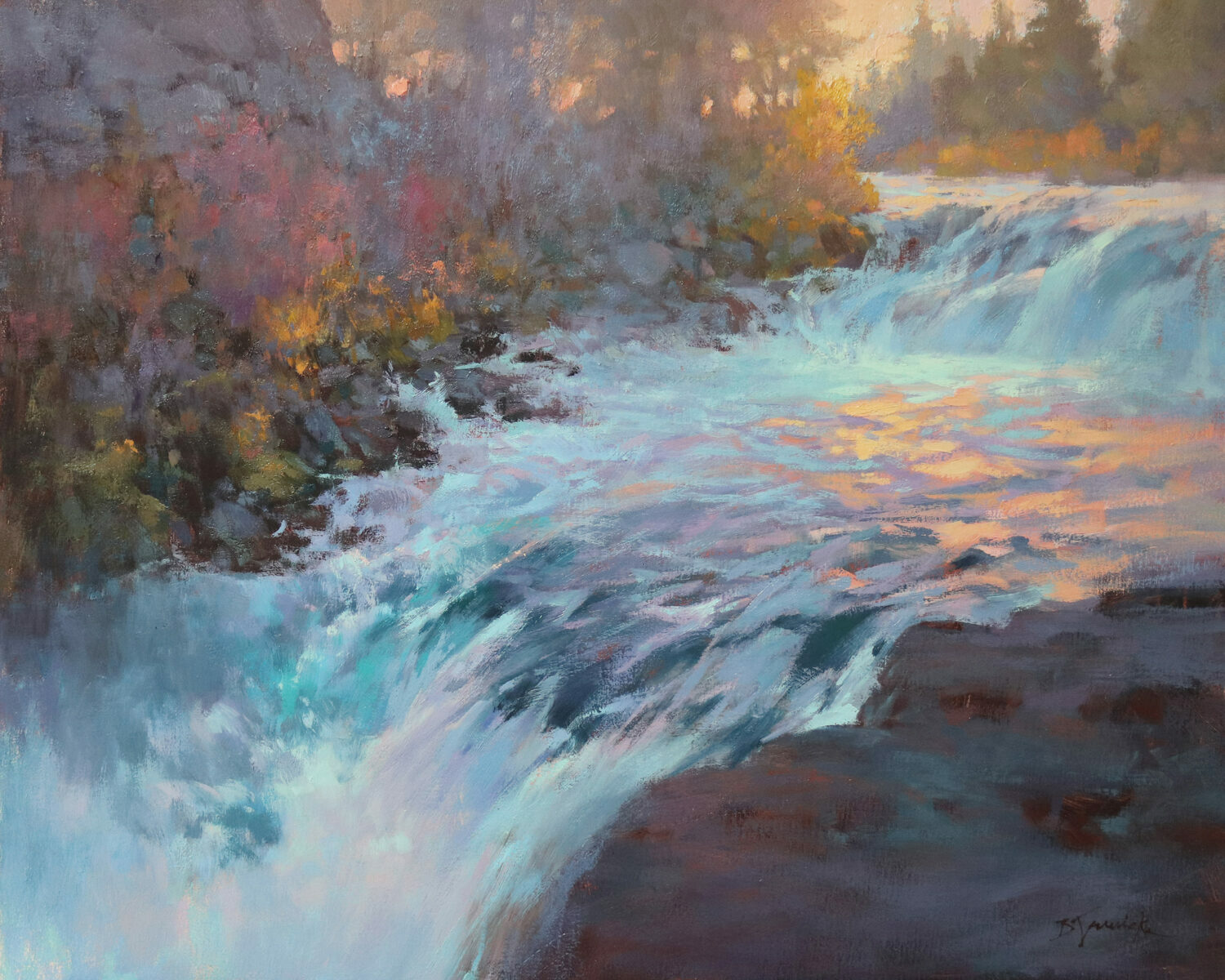 Artist Choice Award: Barbara Jaenicke AIS, "Last Light at Dillon Falls," oil, 24 x 30 in.