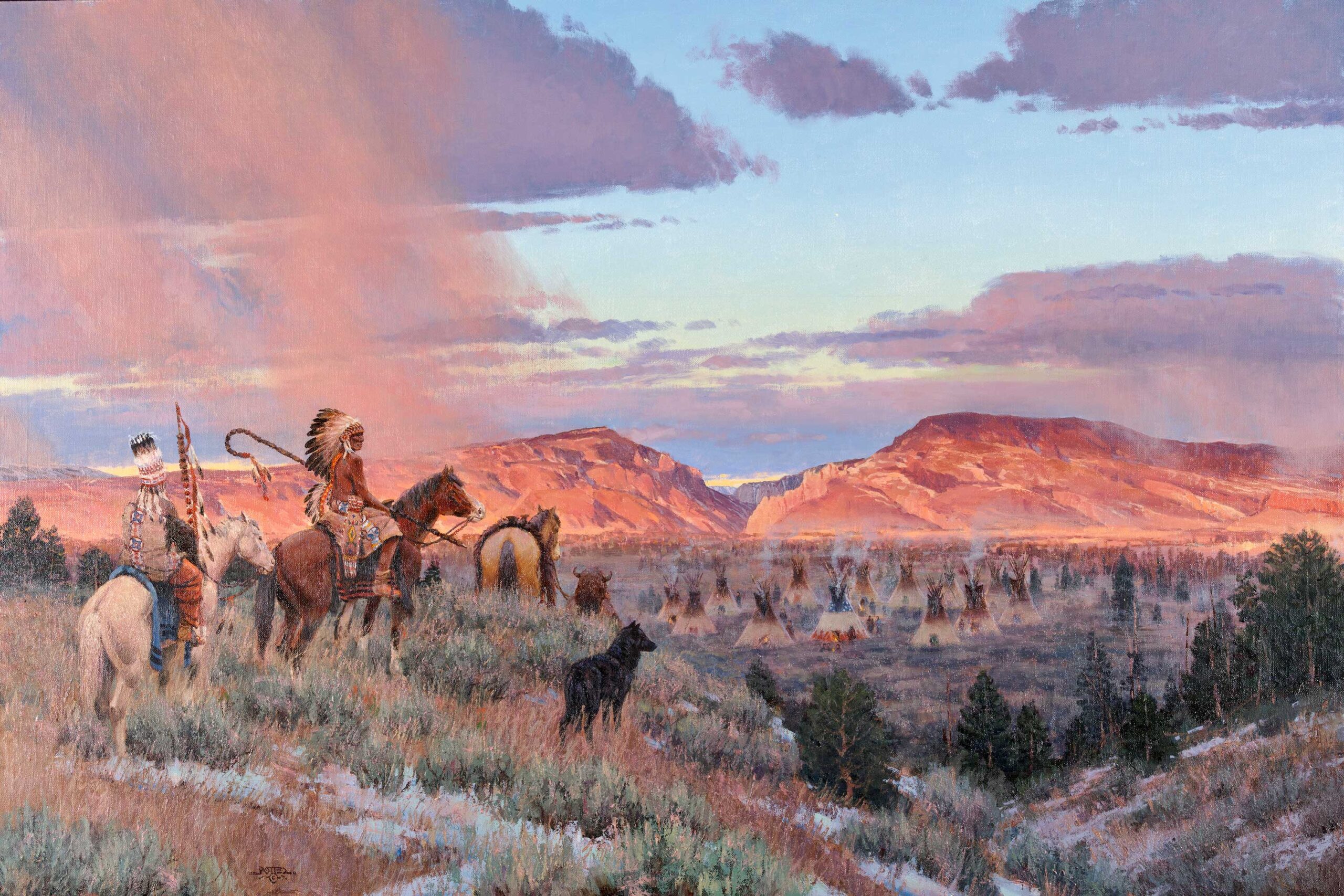 Two-Dimensional Award: John Potter, "We Three Chiefs," oil, 24 x 36 in.