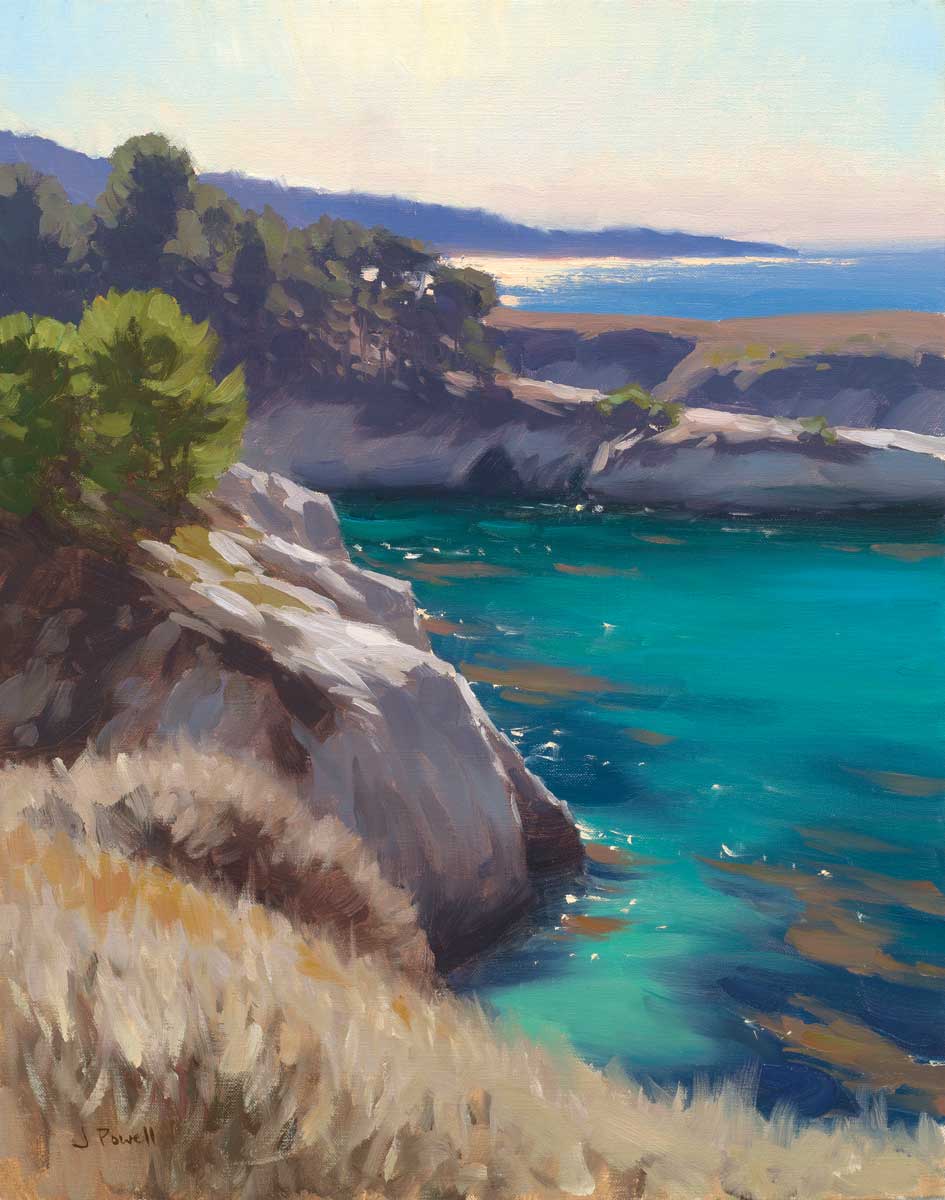 Jesse Powell, "China Cove, Point Lobos," 2023, oil on linen, 20 x 16 in., available through the artist