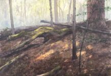 “Shades of Gray” Returns American Tonalist Society - Susan Lynn, "A Walk in the Woods," watercolor and gouache, 11 x 14 in.