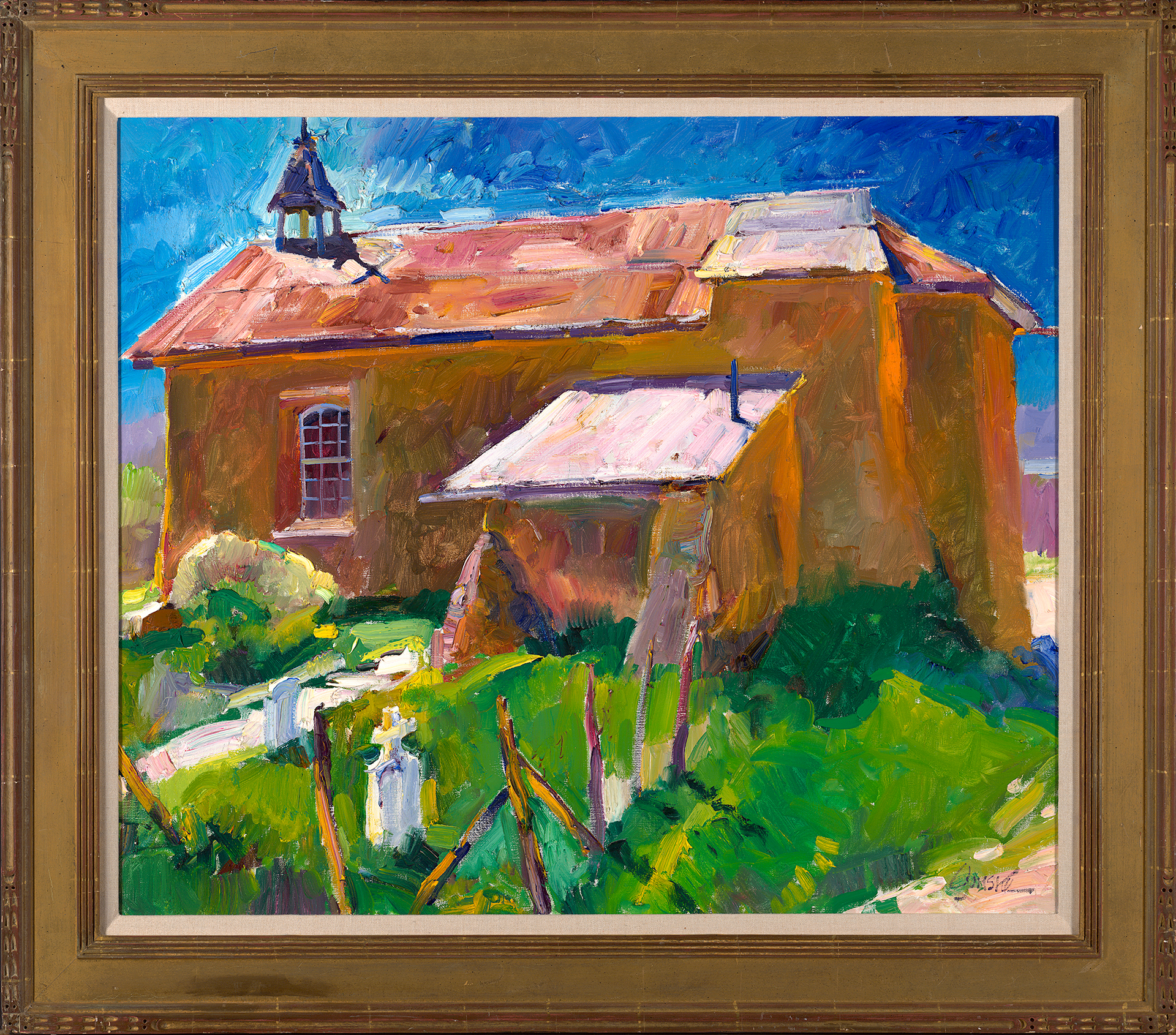 Walt Gonske, "Arroyo Seco Church," oil on linen, 34 x 30 in.
