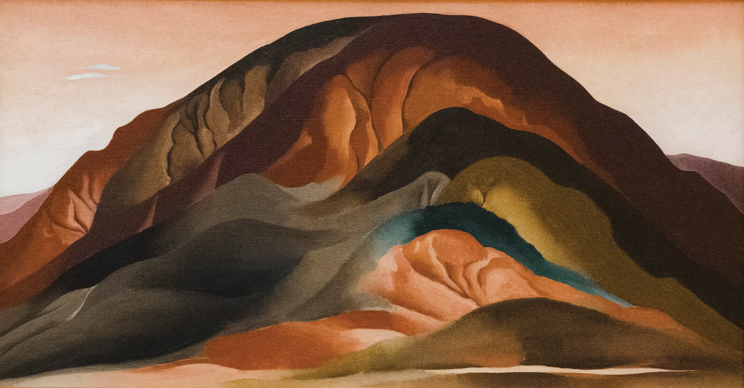 GEORGIA O’KEEFFE (1887–1986), "Rust Red Hills," 1930, oil on canvas, 16 x 30 in., Valparaiso University (Indiana)
