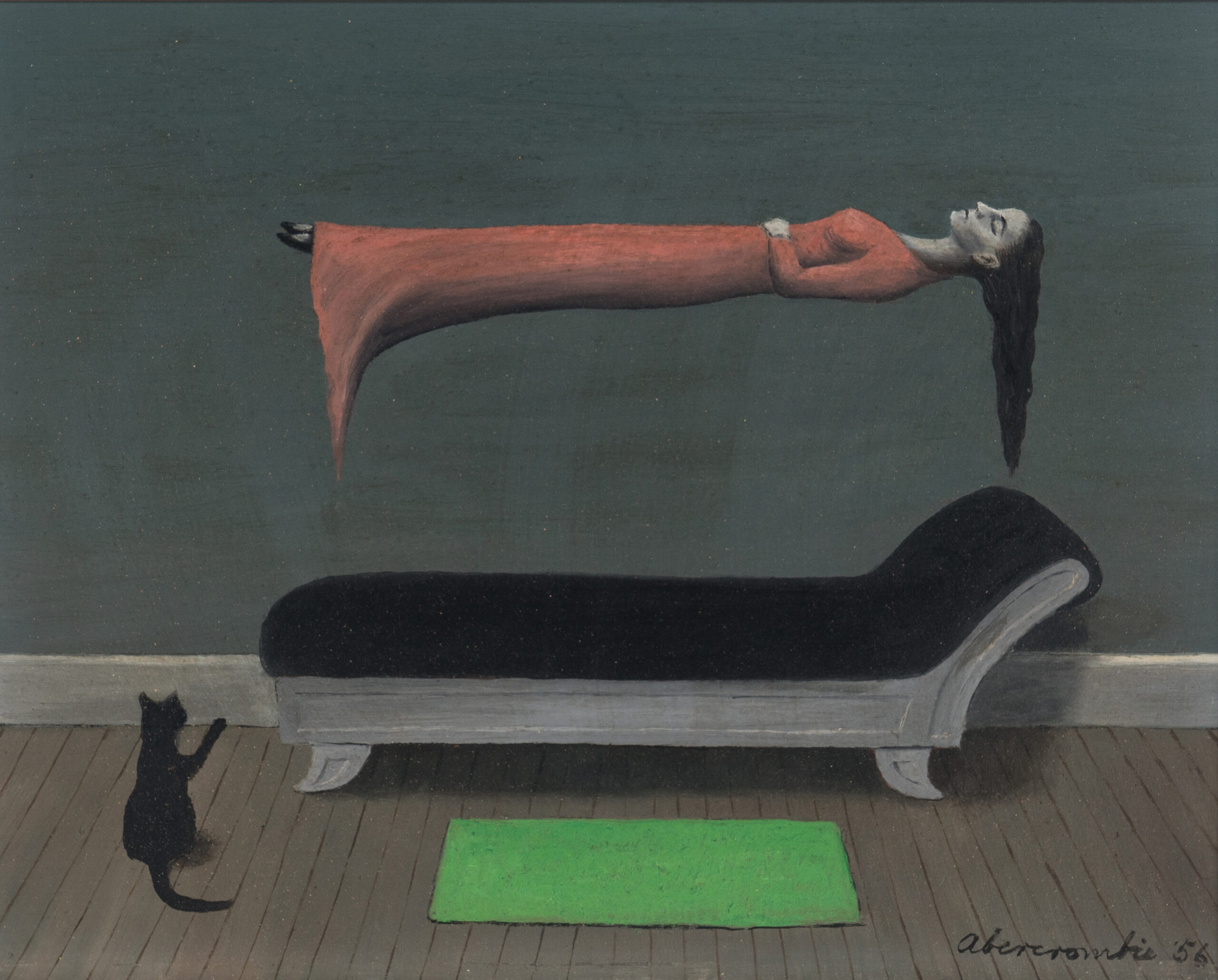 fine art collection - GERTRUDE ABERCROMBIE (1909–1977), "The Magician," 1956, oil on Masonite, 7 3/4 x 10 in., sold at Freeman’s | Hindman (Chicago) on 25 September 2024 for $469,900 (original estimate $70,000–$90,000)