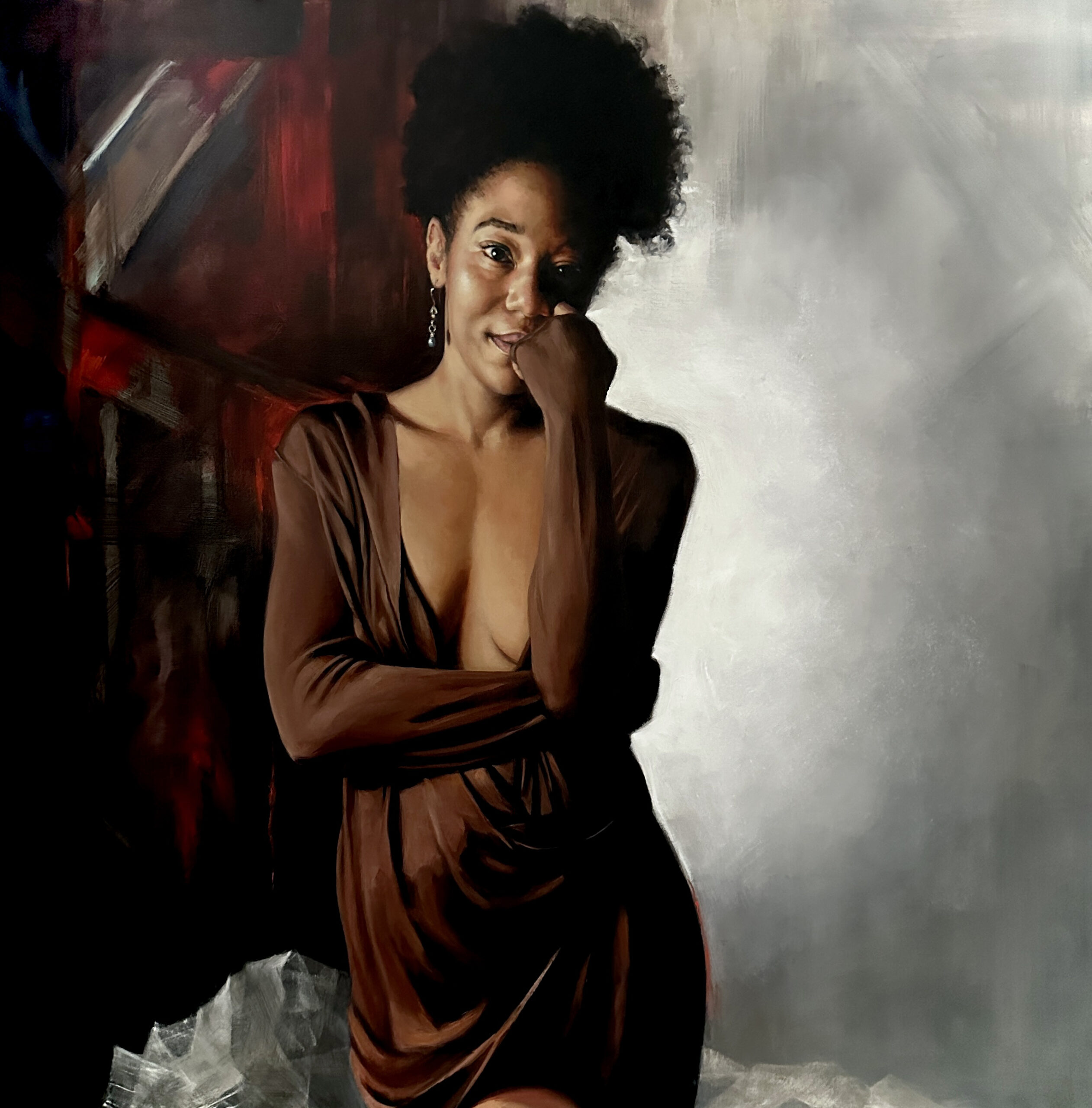 Honorable Mention: Barbara Hack, "Free to Be," oil on canvas, 36 x 36 in.