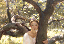 On View: “New Realism” Daniel Gerhartz (b. 1965), "Follow Me," 1995, oil on canvas, 60 1/4 x 20 in., museum purchase in memory of Betty Monroe, 1996.11