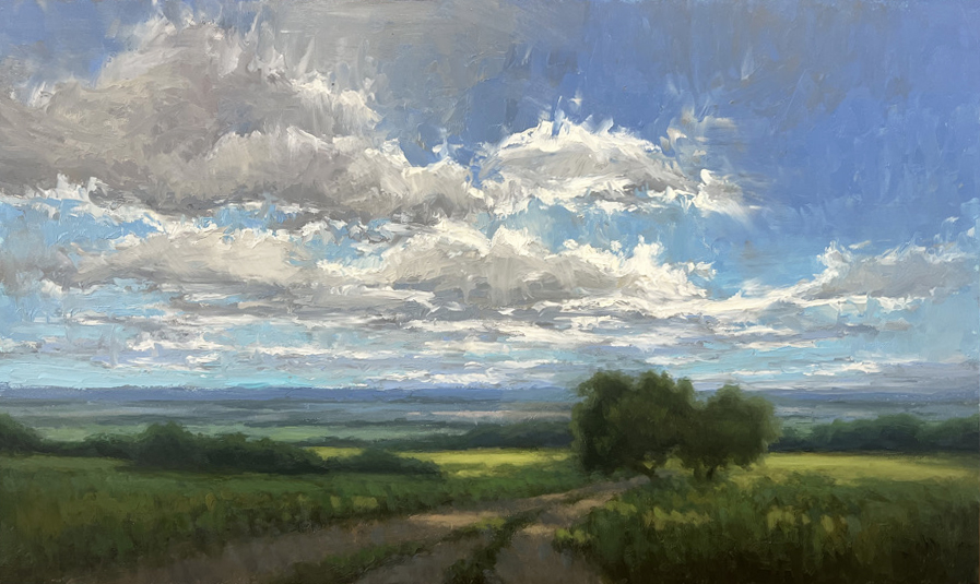 Contemporary artists - Jane Hunt, “Lit From Above,” oil on panel, 24 x 40”