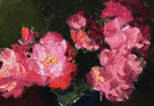 New Initiative: Flourishing Through the Arts and Science Denver Arts Week -Charles Warren Mundy (b. 1945), "Peonies & Flow Blue," 2025, oil on linen, 20 x 16 in.