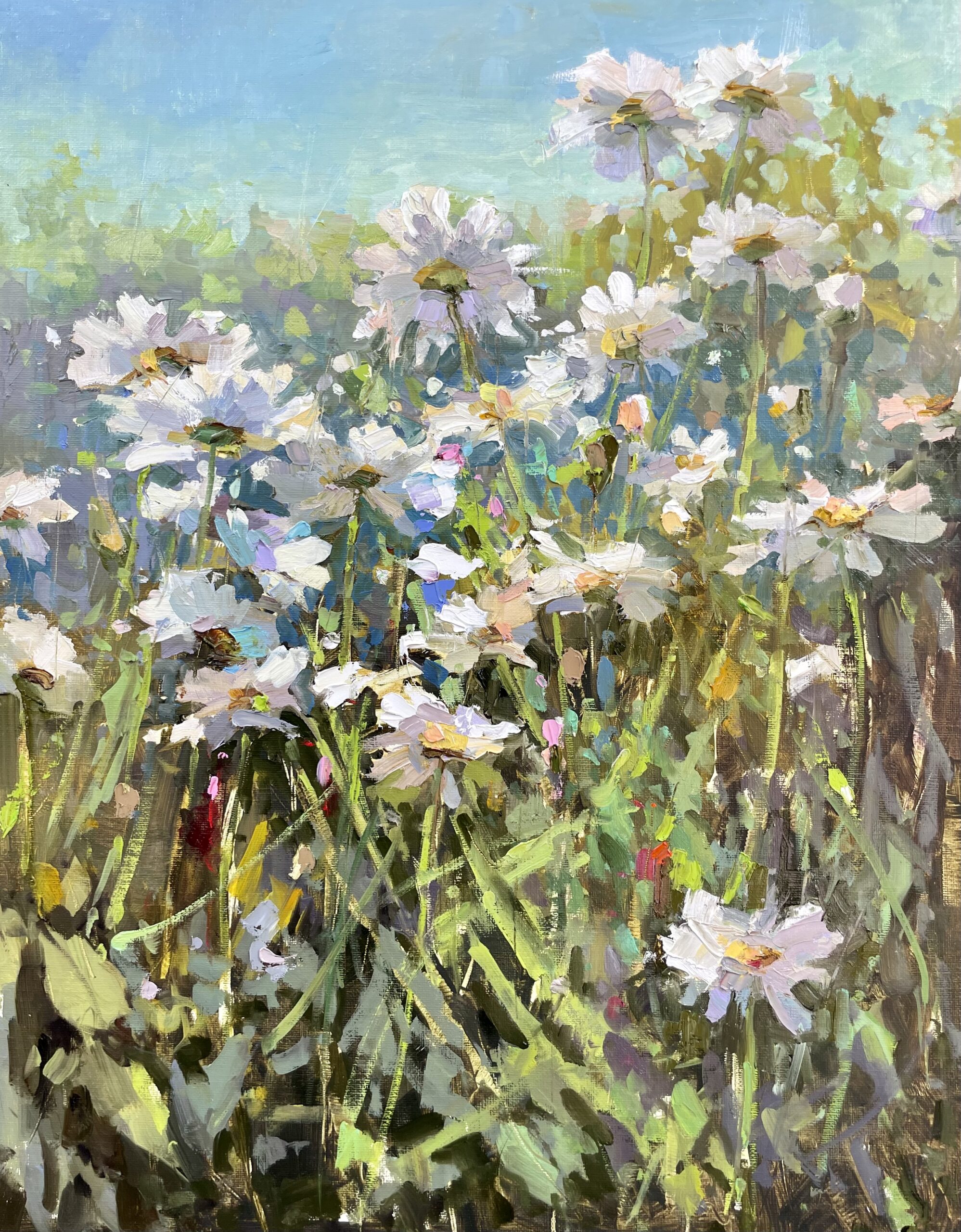 "Wild Daisies," oil, 20 x 16 in.