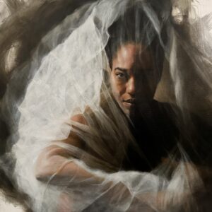 Woman half way veiled